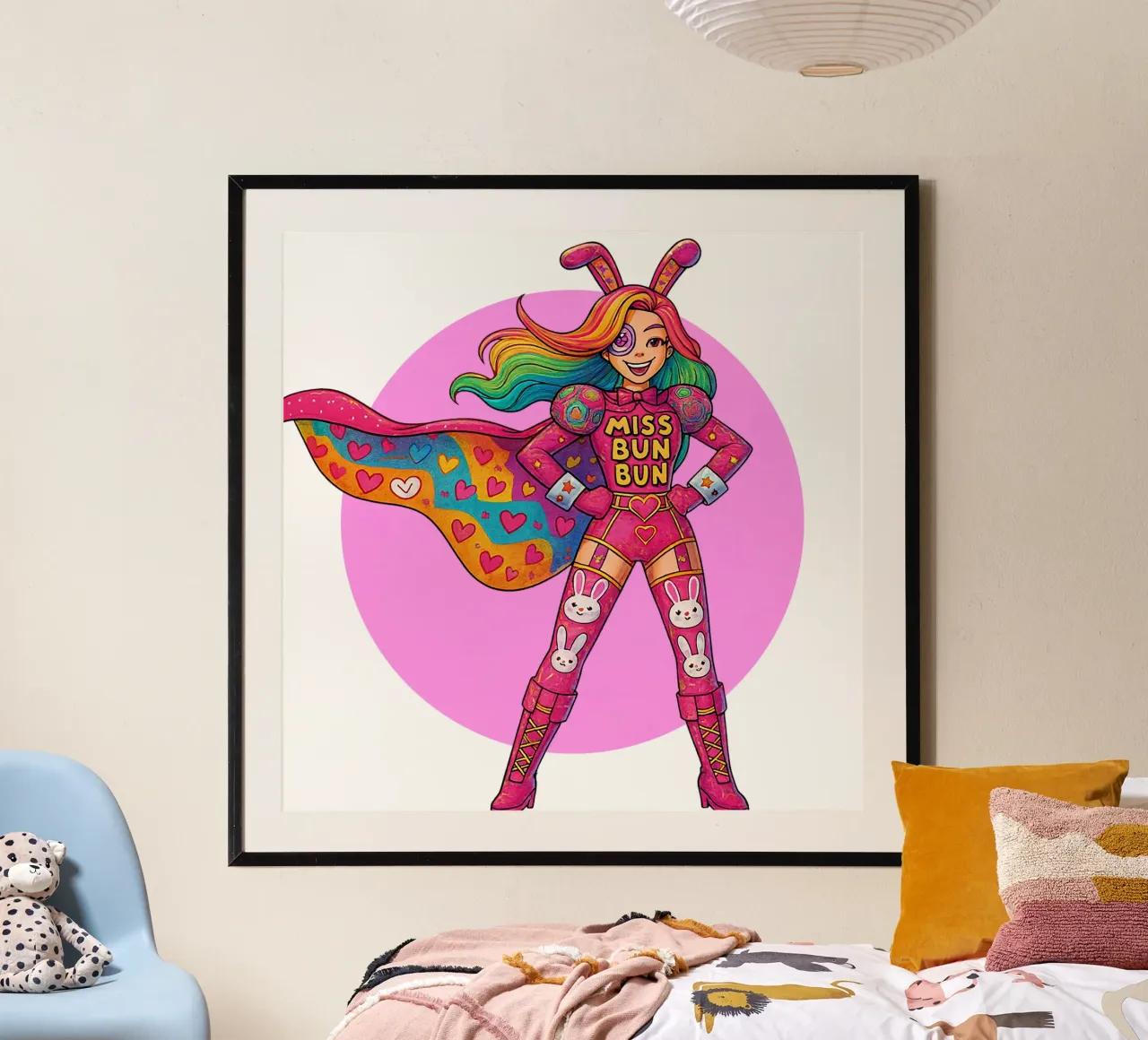 MISS BUN BUN poster con telaio in alluminio da Vintage Van Gogh