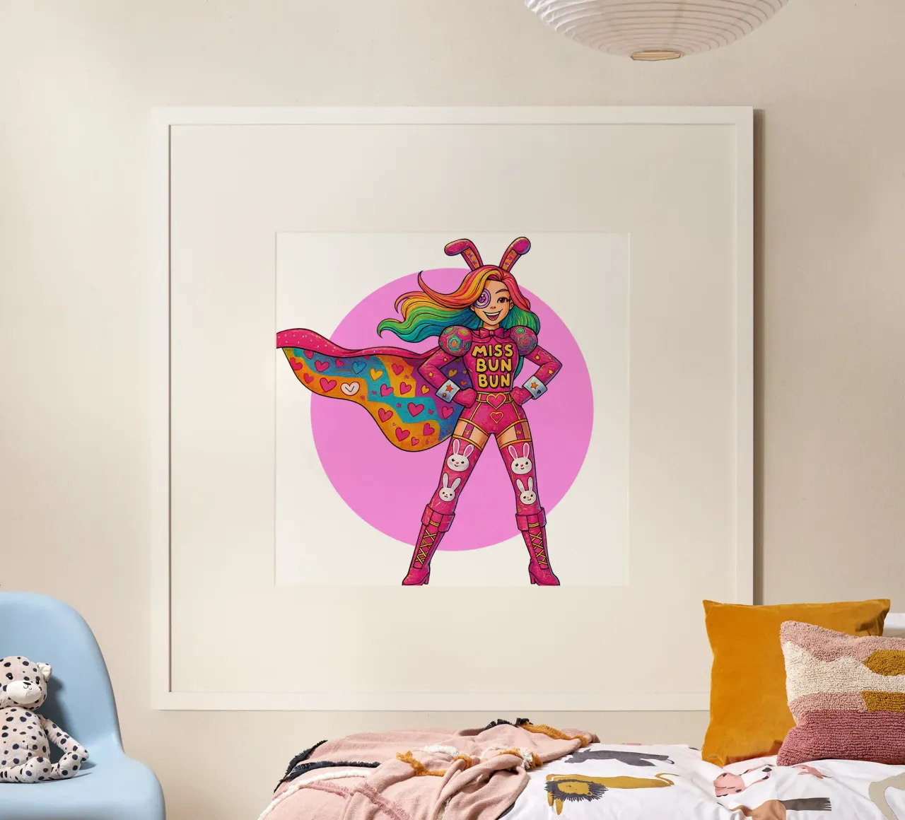 MISS BUN BUN poster con telaio in alluminio da Vintage Van Gogh