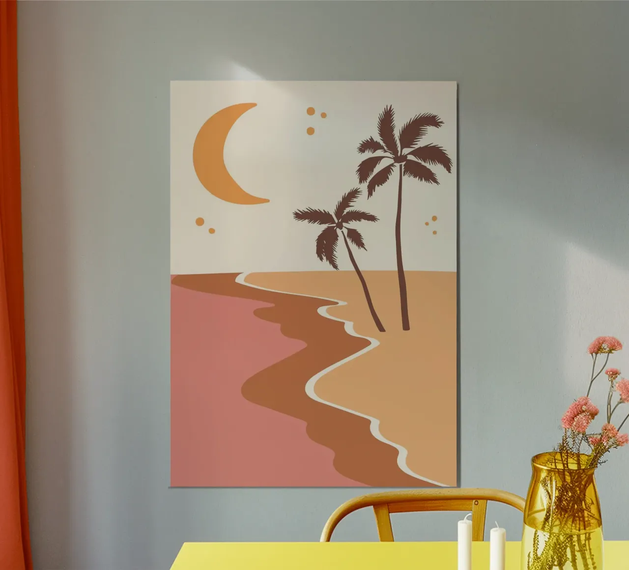 curve line beach in night Poster mit Holzrahmen von jasnet