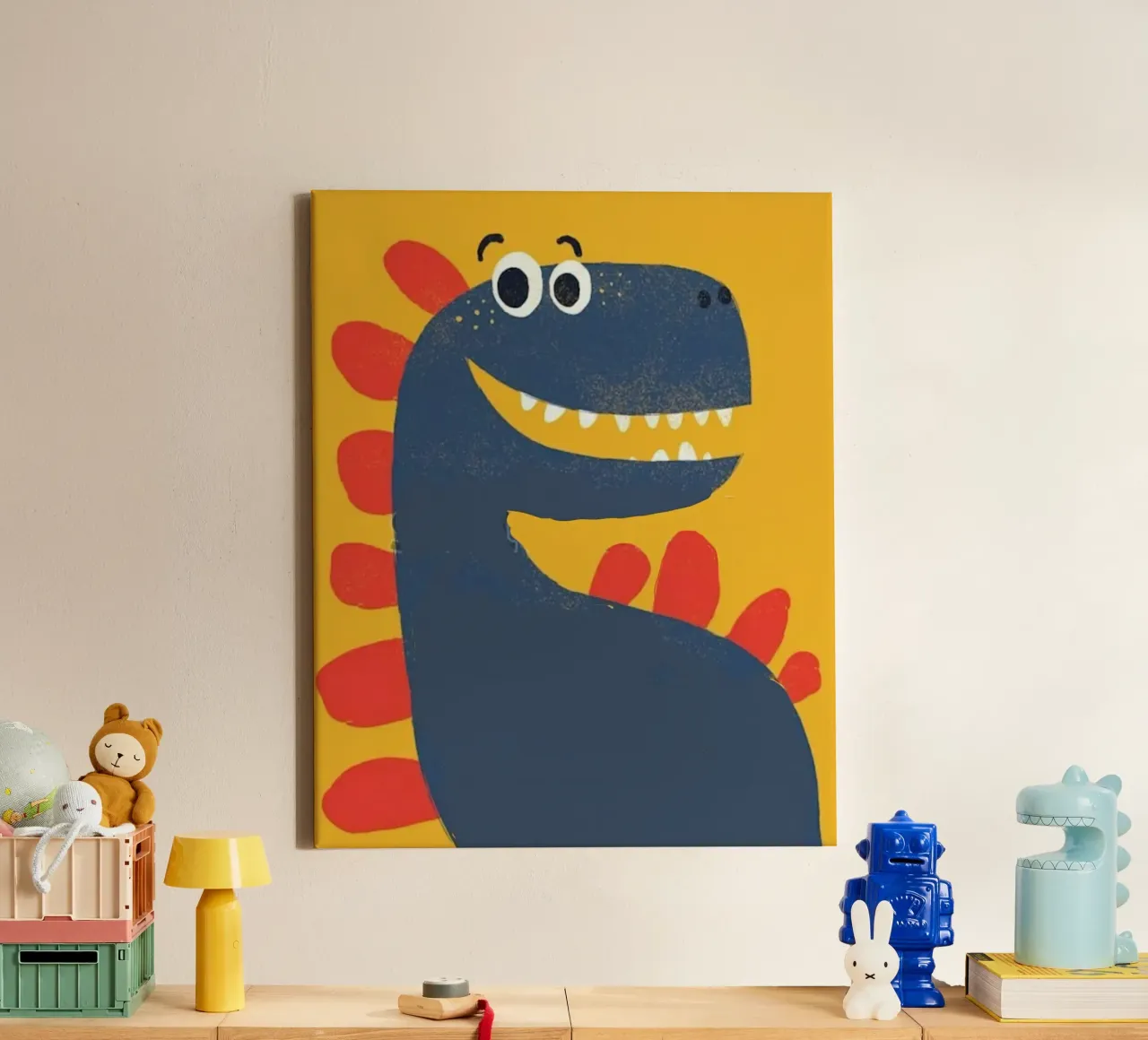 draw dinosaur tela con Cornice a cassetta da vicgaler