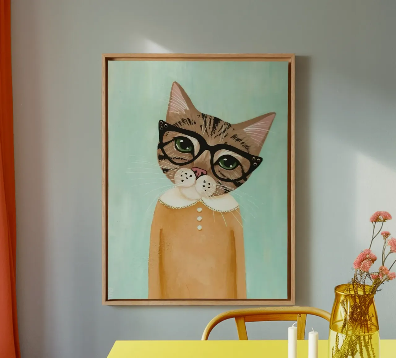 cat with large glasses lienzo con Marco flotante de jasnet