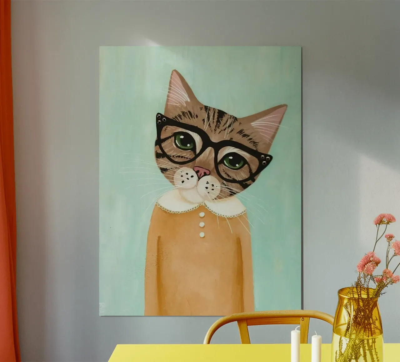 cat with large glasses poster con telaio in plastica da jasnet