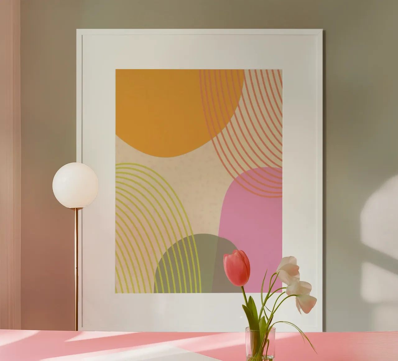 shape color curve line poster avec cadre en aluminium de vicgaler