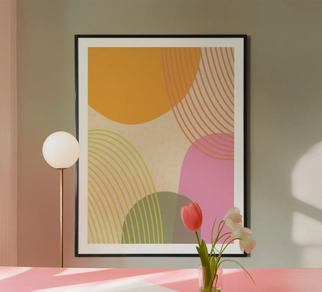 shape color curve line poster avec cadre en aluminium de vicgaler