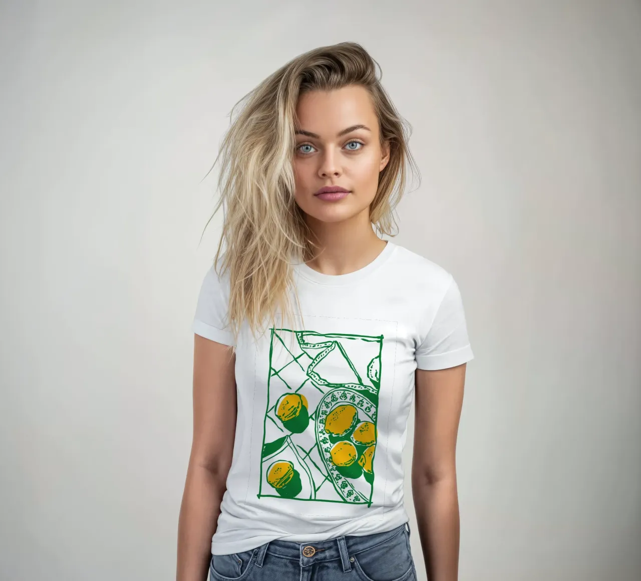 Boho Food 10 Lemons women's fitted t-shirt by Boho Print Collection