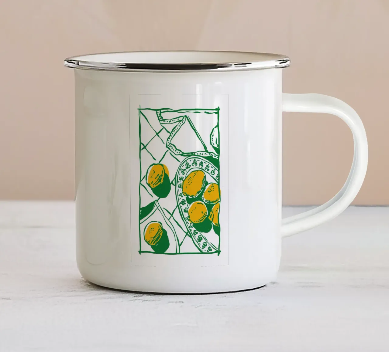 Boho Food 10 Lemons tazza in smalto da Boho Print Collection