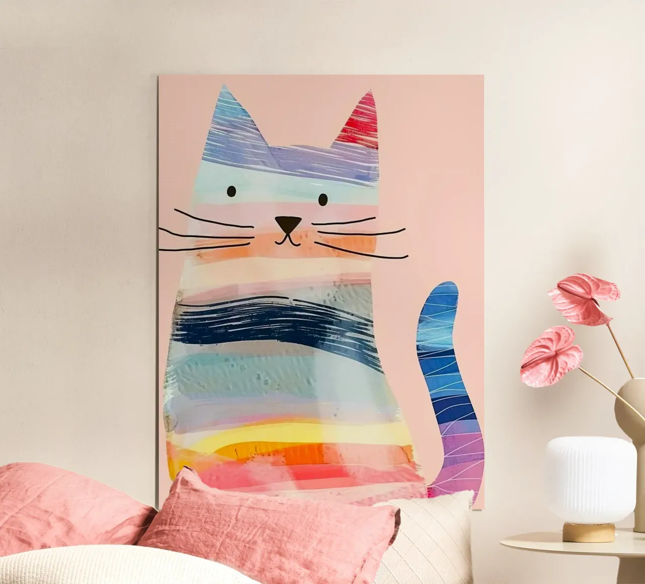 colorful cat poster con telaio in alluminio da vicgaler