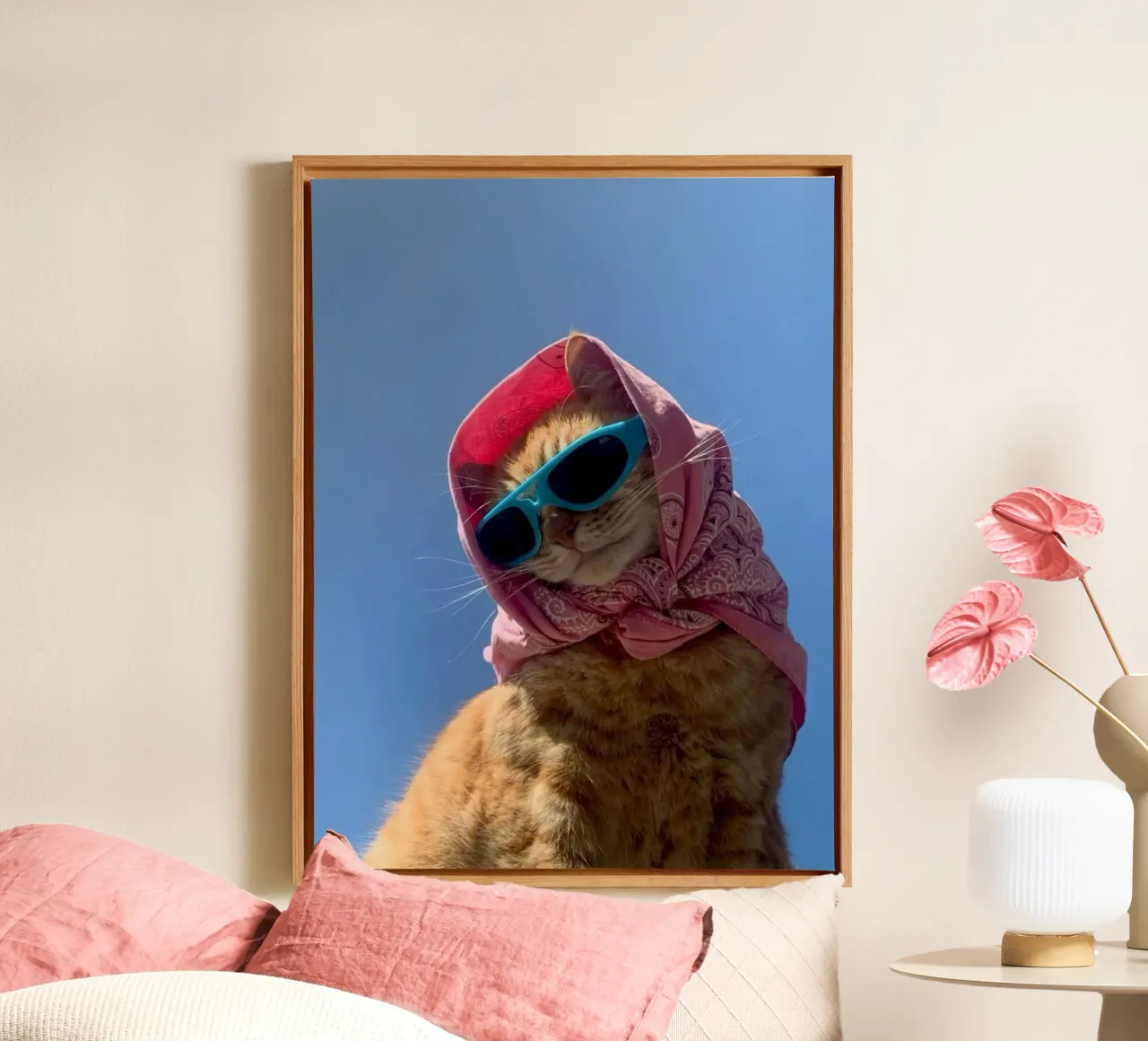 fashion cat with towel tela con Cornice a cassetta da jasnet