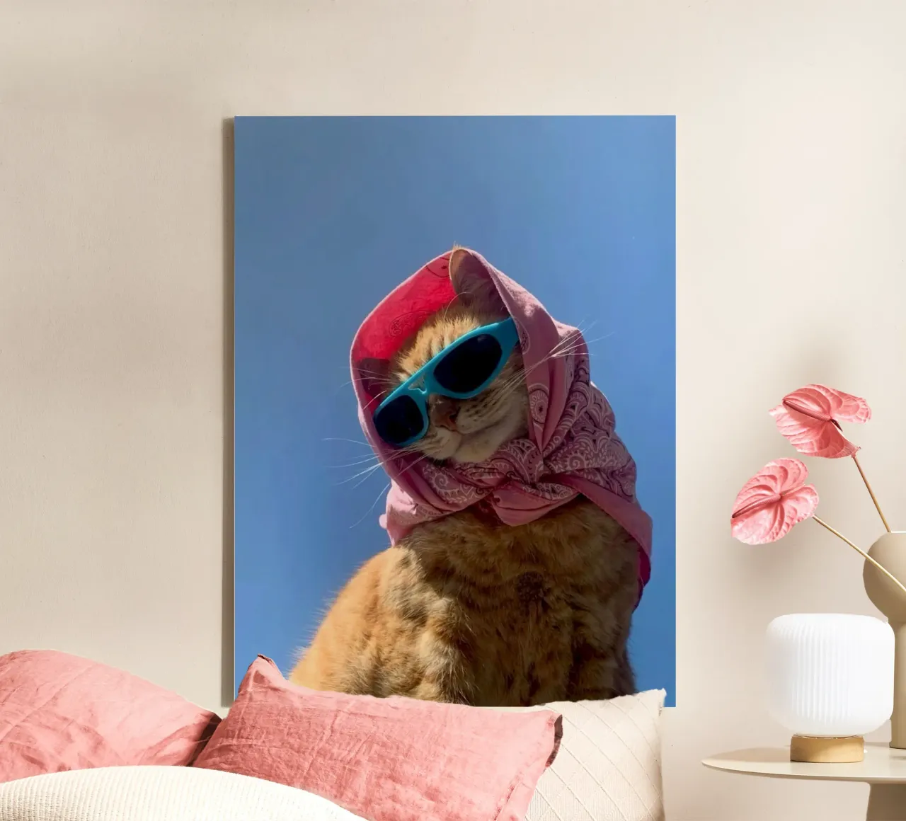 fashion cat with towel tela con Cornice a cassetta da jasnet
