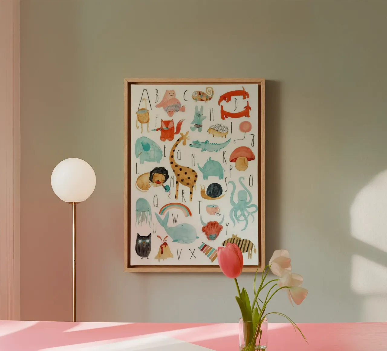 alphabet simple shape canvas met Baklijst van willife
