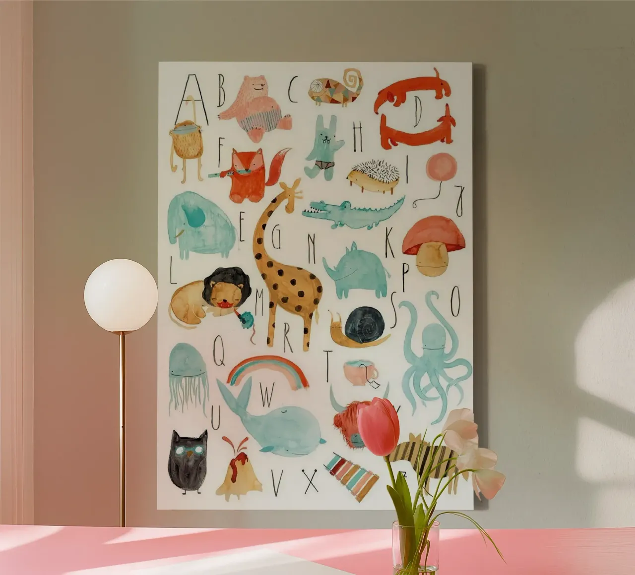 alphabet simple shape canvas met Baklijst van willife
