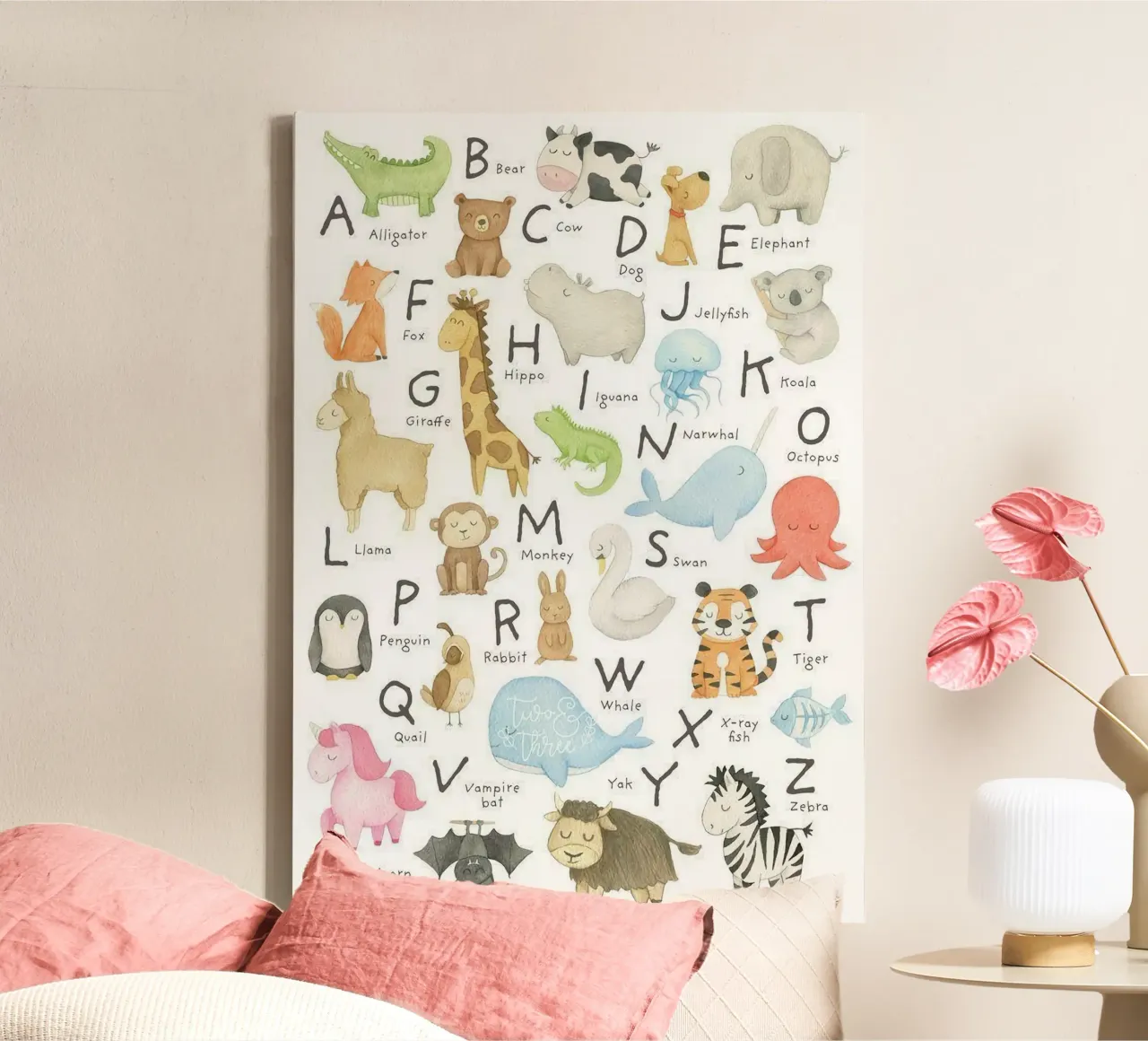 alphabet simple animal lienzo con Marco flotante de willife