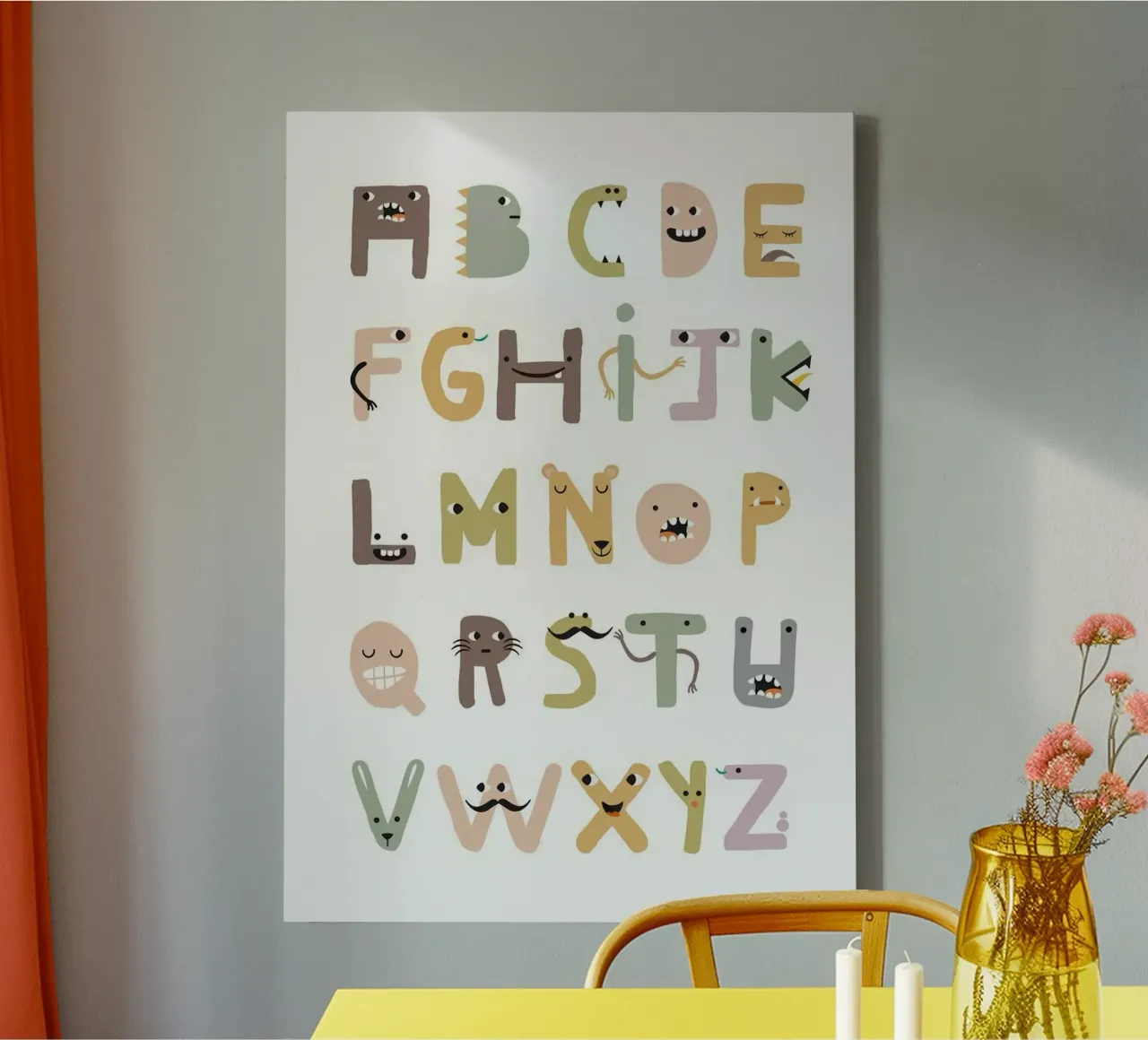 symbol of alphabet canvas met Baklijst van willife