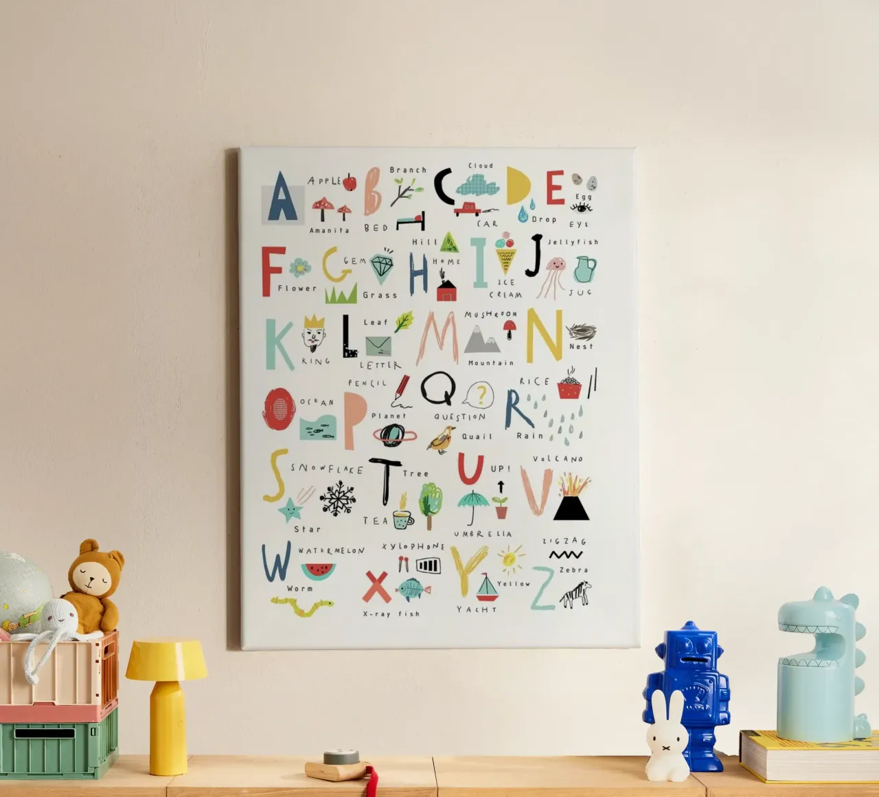 alphabet and linked symbol canvas met Baklijst van willife