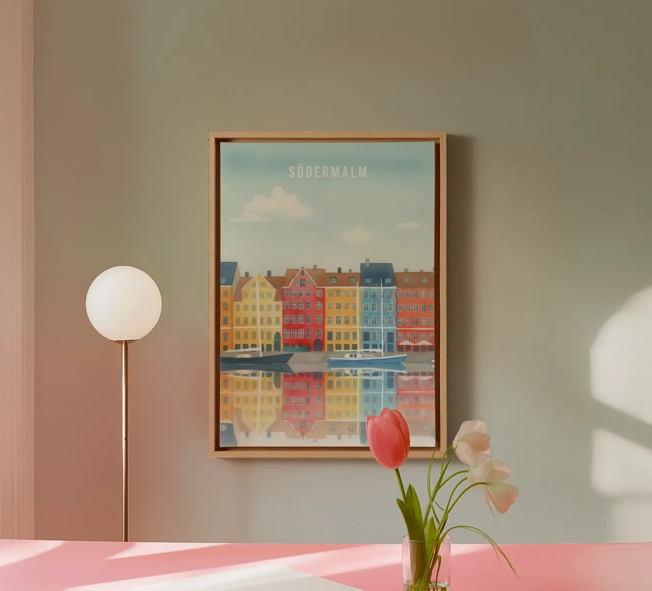 Södermalm Stockholm tela con Cornice a cassetta da Attaboy Dsgn
