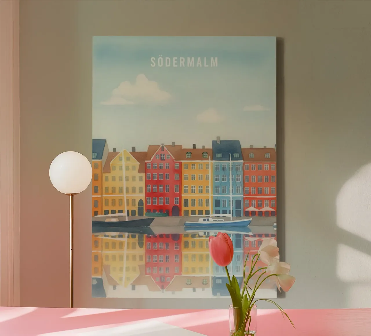 Södermalm Stockholm tela con Cornice a cassetta da Attaboy Dsgn
