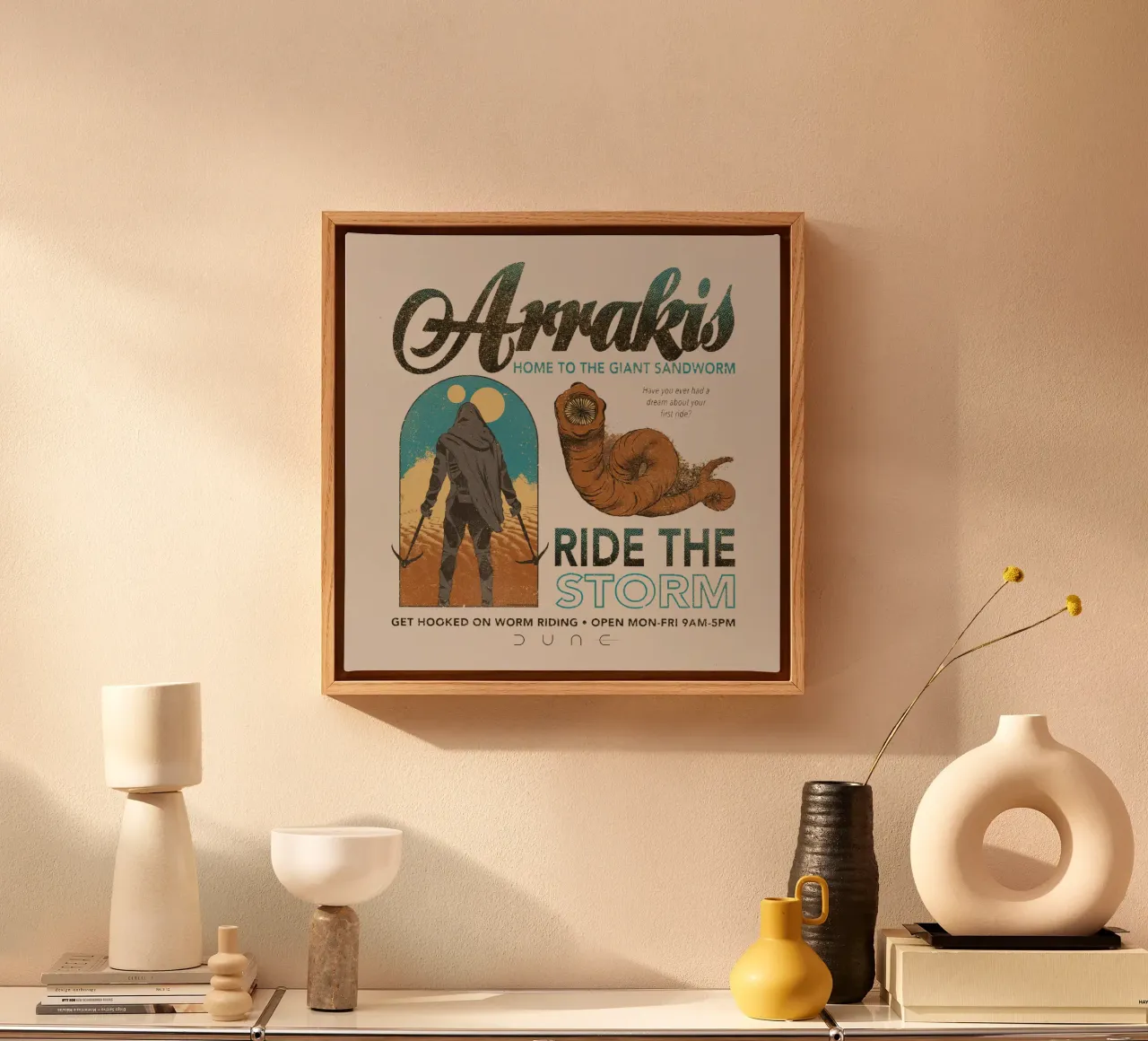 Arrakis Heimat des Riesensandwurms Leinwand mit Schattenfugenrahmen von Bone Studio