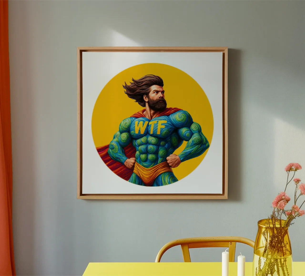 WTF MAN canvas with Floater frame by Vintage Van Gogh