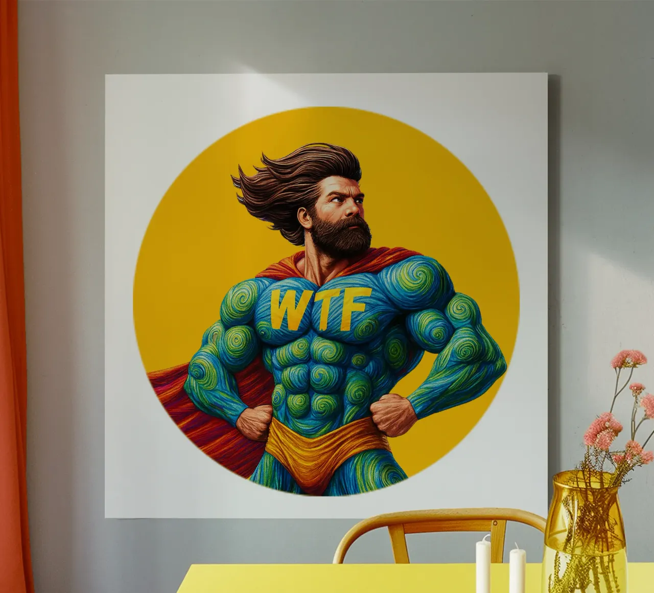 WTF MAN canvas with Floater frame by Vintage Van Gogh