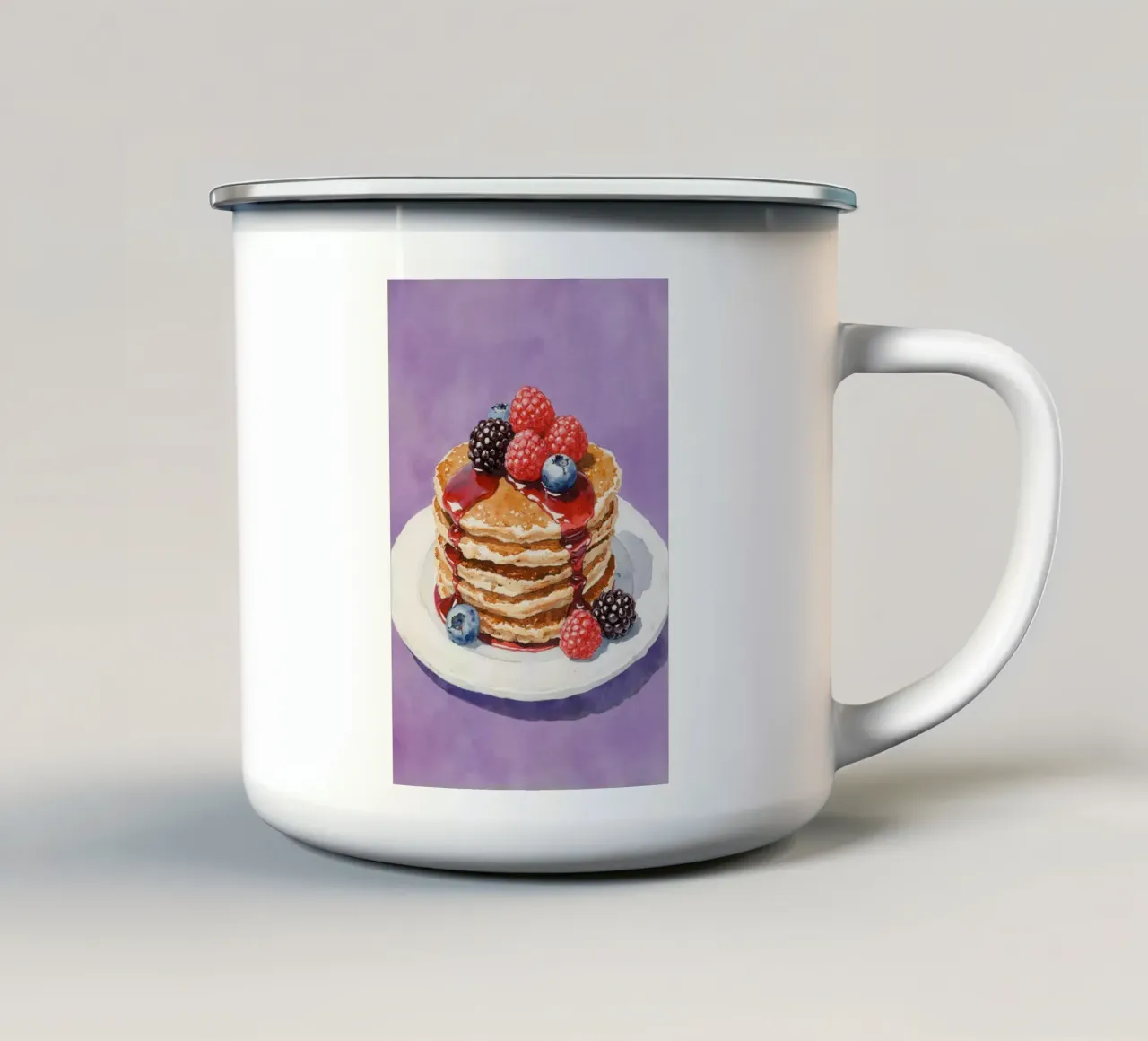 Pancakes  Berries and Syrup Watercolor tazza in smalto da Attaboy Dsgn