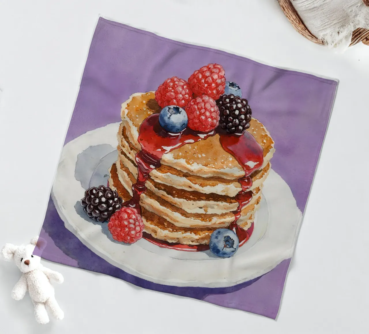 Pancakes  Berries and Syrup Watercolor coperta in pile da Attaboy Dsgn