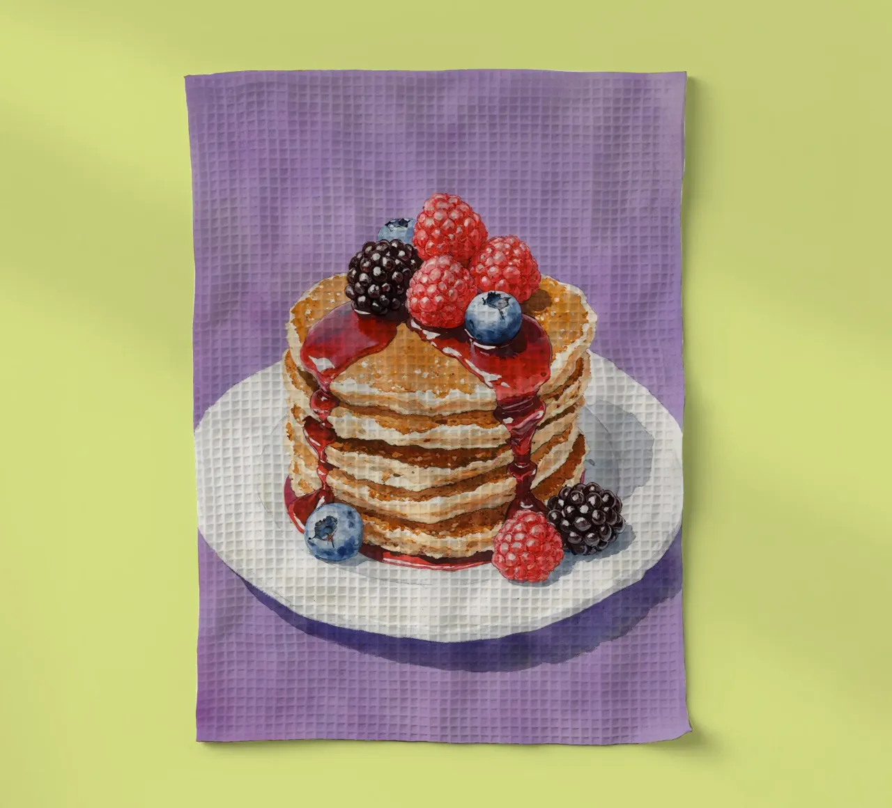 Pancakes  Berries and Syrup Watercolor canovaccio da cucina da Attaboy Dsgn