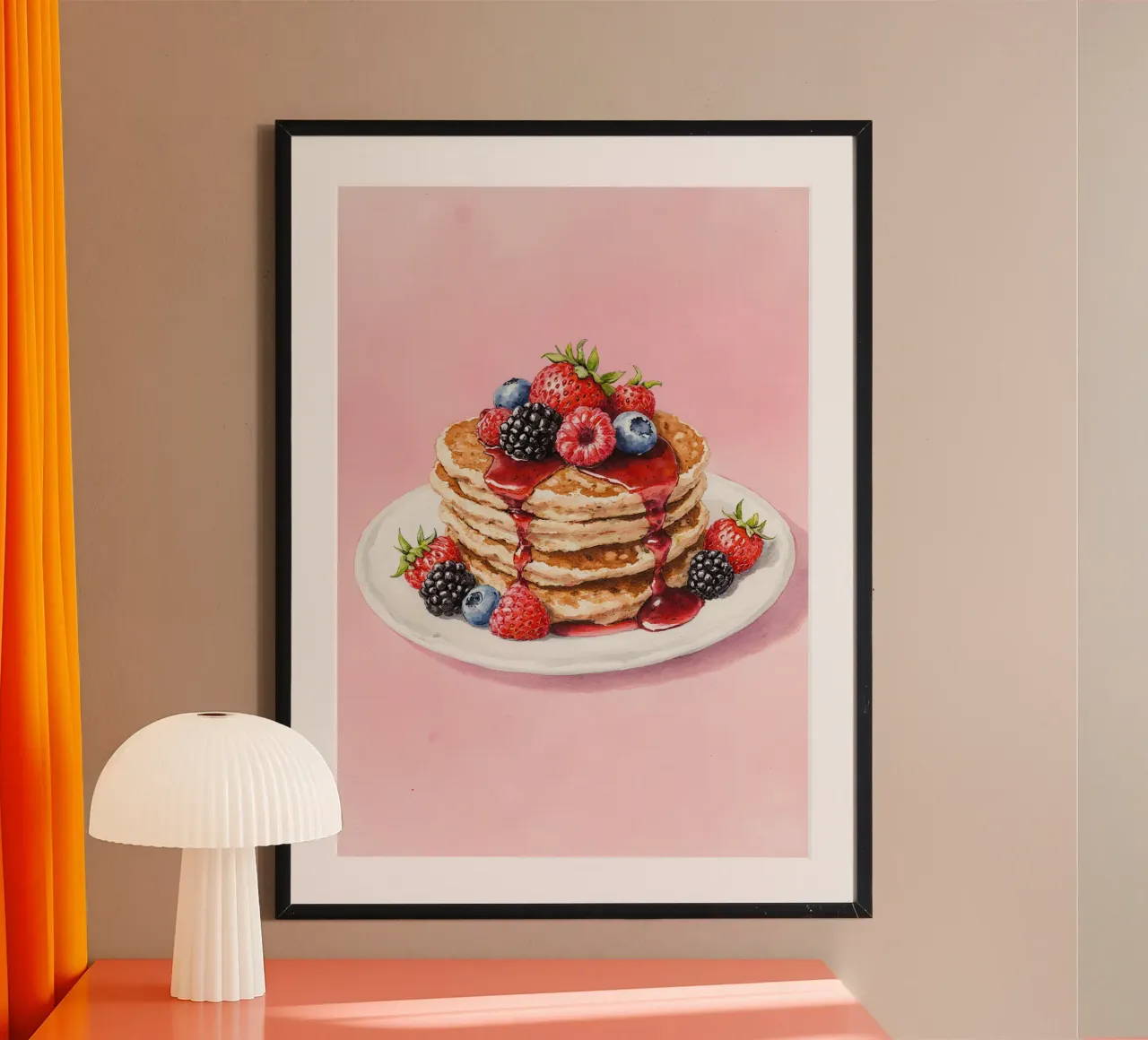 Pancakes Watercolor poster con telaio in plastica da Attaboy Dsgn