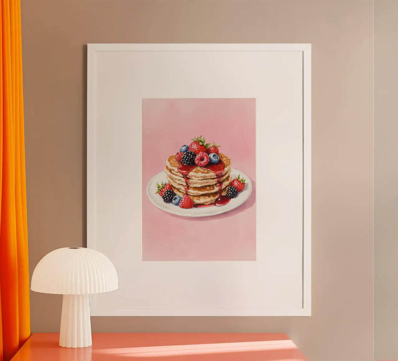 Pancakes Watercolor poster con telaio in plastica da Attaboy Dsgn