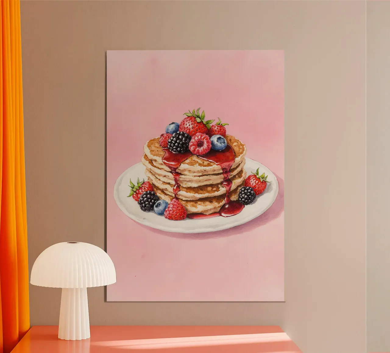 Pancakes Watercolor poster con telaio in plastica da Attaboy Dsgn