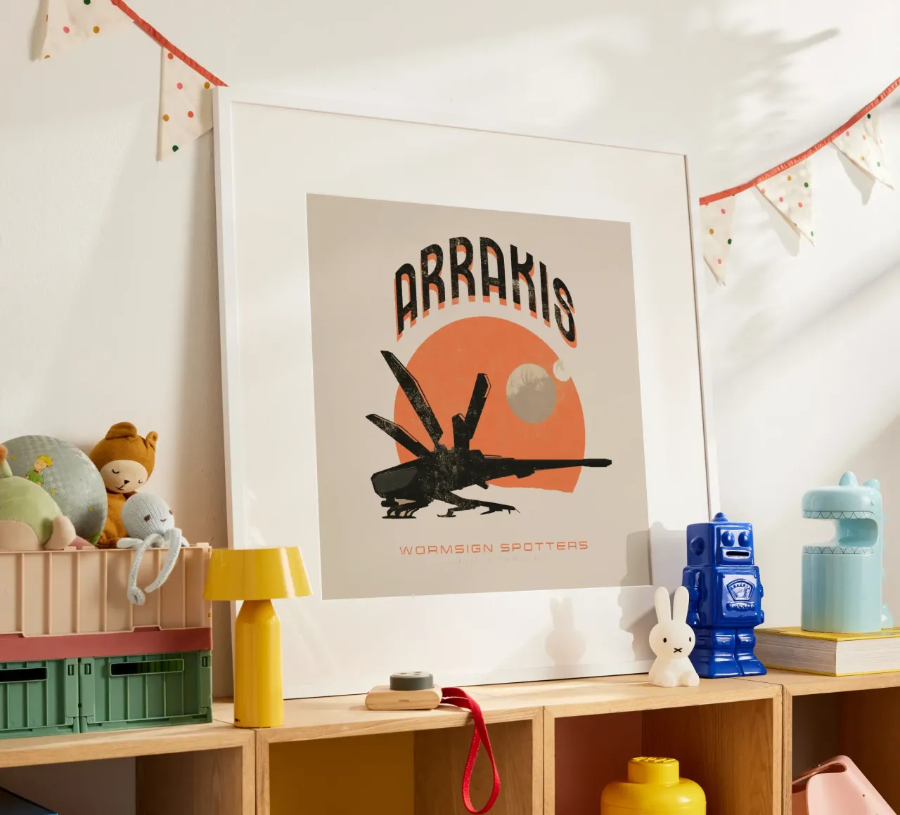 Avvistatori di segni di vermi di Arrakis poster con telaio in alluminio da Bone Studio