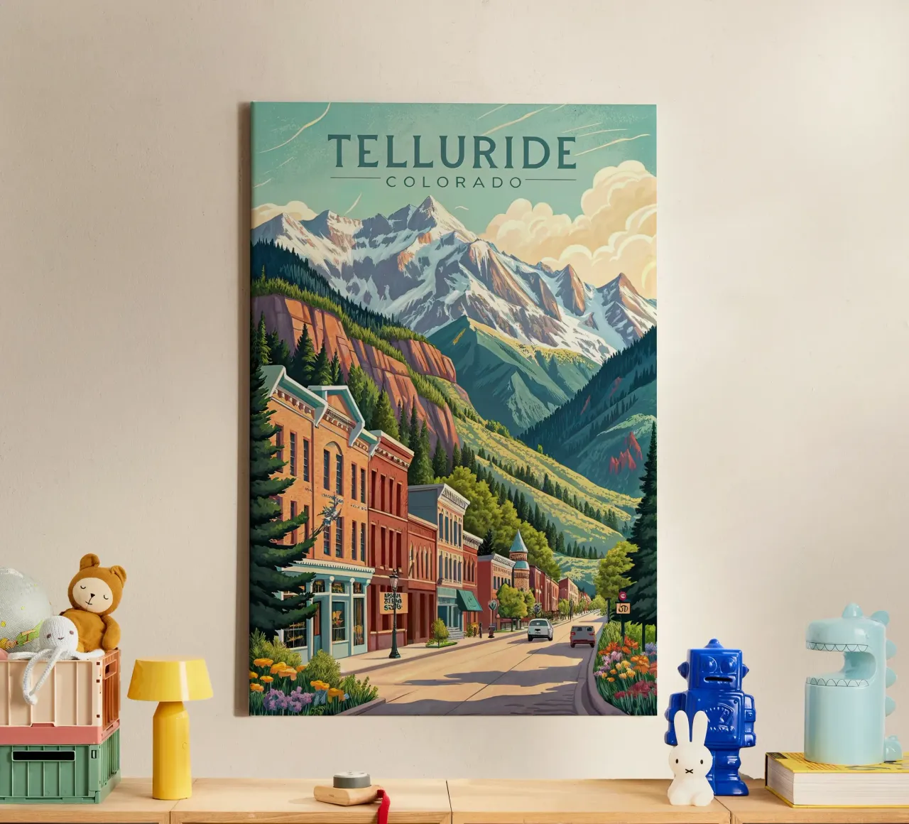 Telluride Colorado Reisposter canvas met Baklijst van 🥝 KIWI STORE