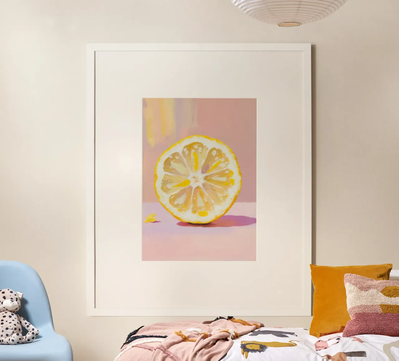 Lemon Slice Painting poster con telaio in legno da Attaboy Dsgn