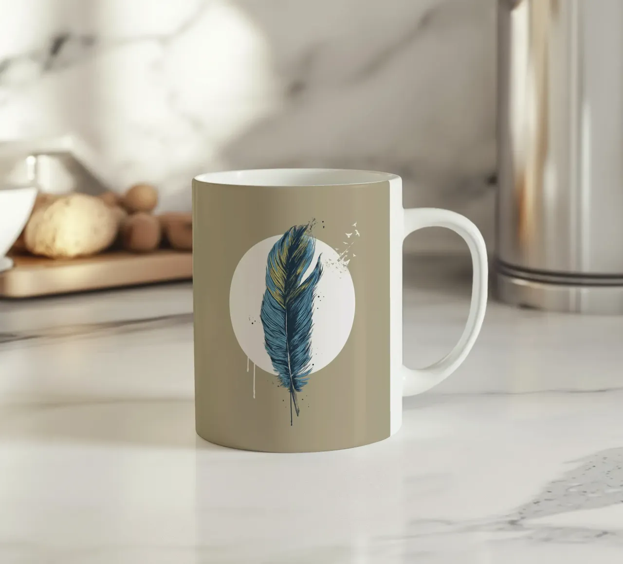 Feather in a circle III tazza in ceramica da Balazs Solti