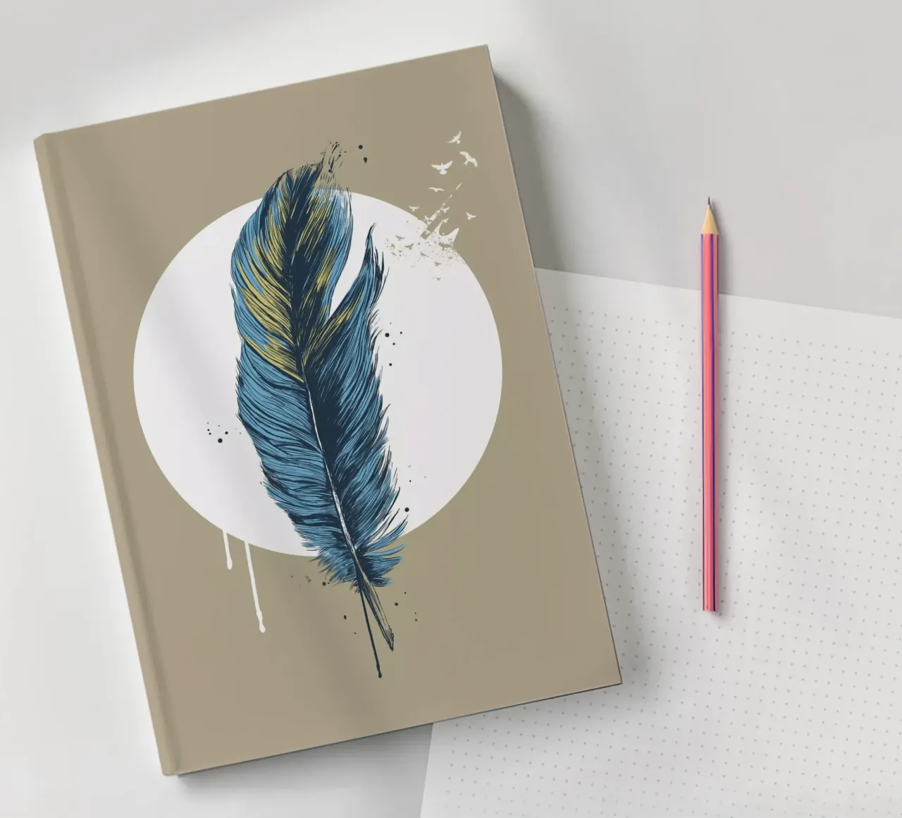 Feather in a circle III notebook by Balazs Solti