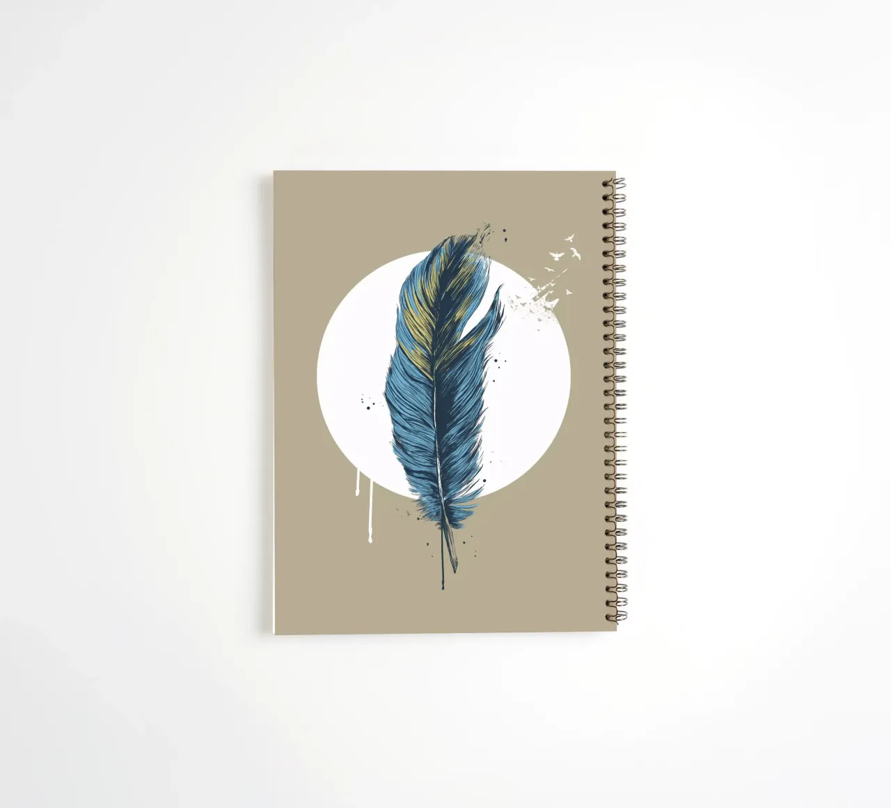 Feather in a circle III spiral notebook by Balazs Solti