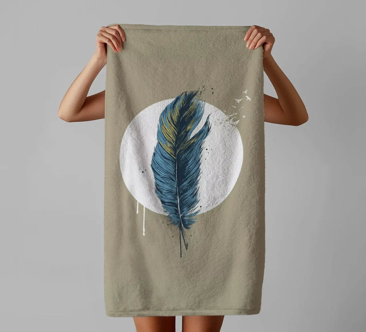 Feather in a circle III towel by Balazs Solti