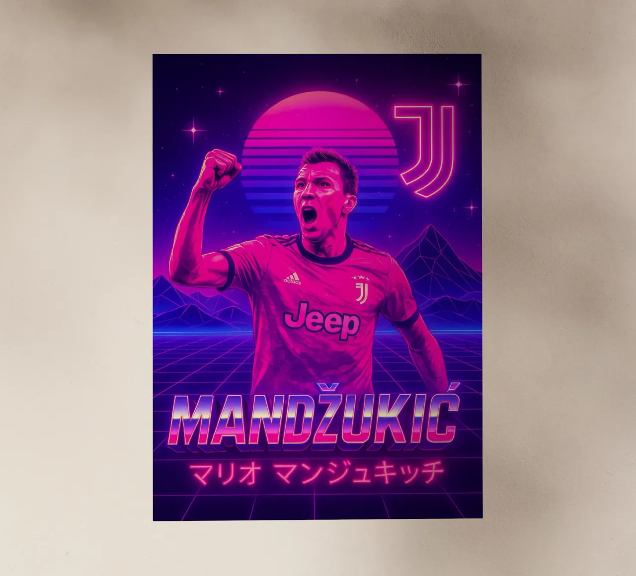 Mario Mandzukic pellicola backlit da Cyberpunk Canvas