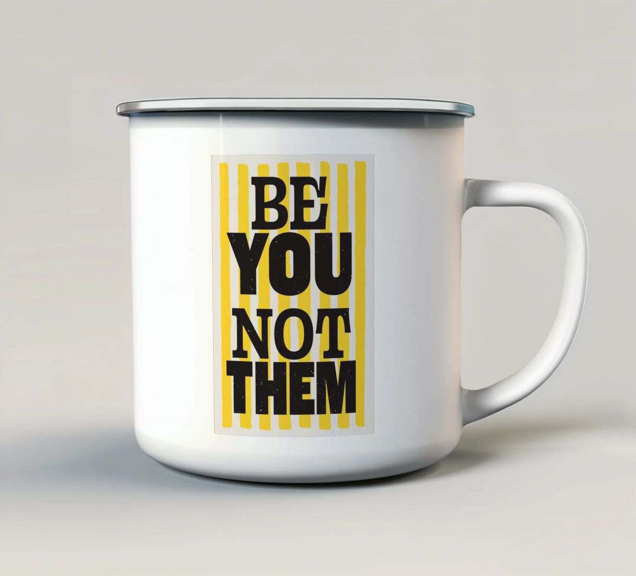 Siate voi: non loro tazza in smalto da Lolly & Roobs