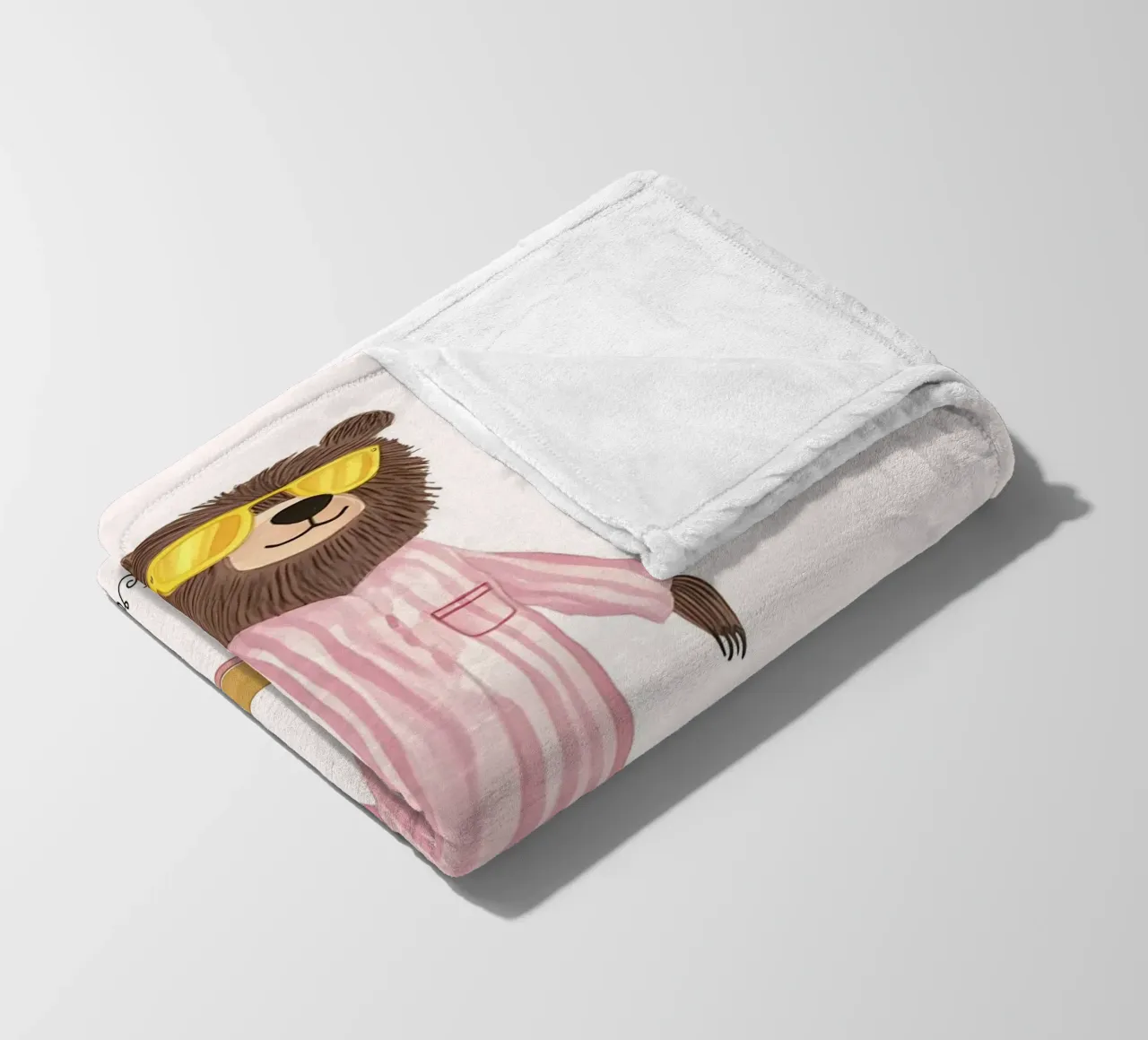 Bear Skater in Pajamas Art Print, "Run Faster" Quote Fleecedecke von vintagepod
