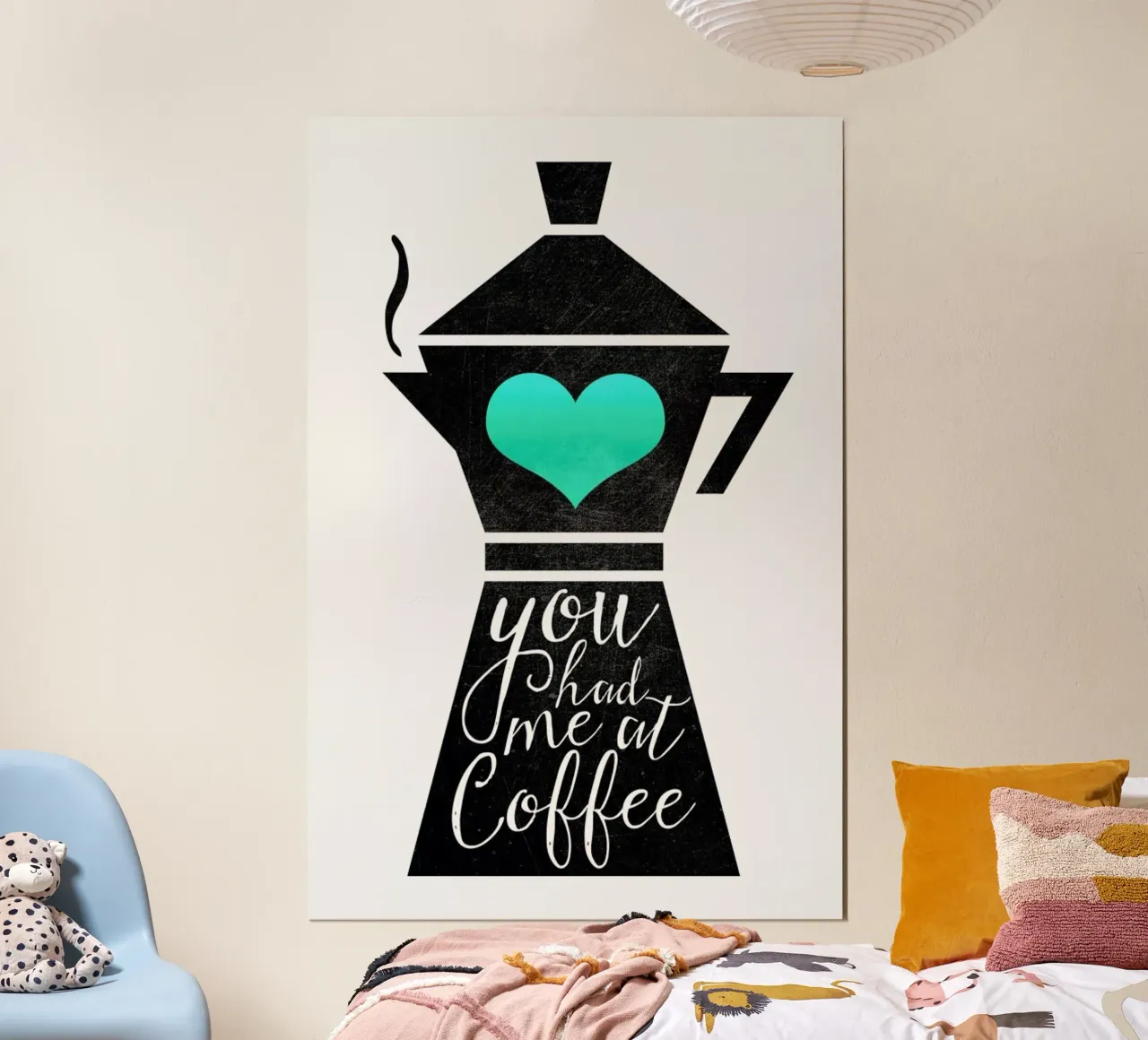 You Had Me at Coffee Light poster con telaio in legno da Elisabeth Fredriksson