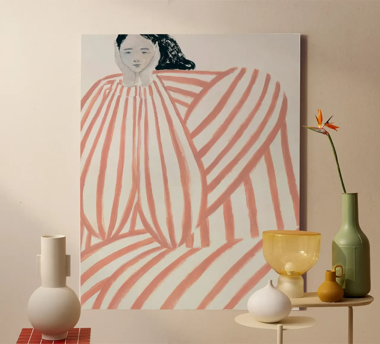 Verveelde vrouw canvas met Baklijst van Serrano Shop