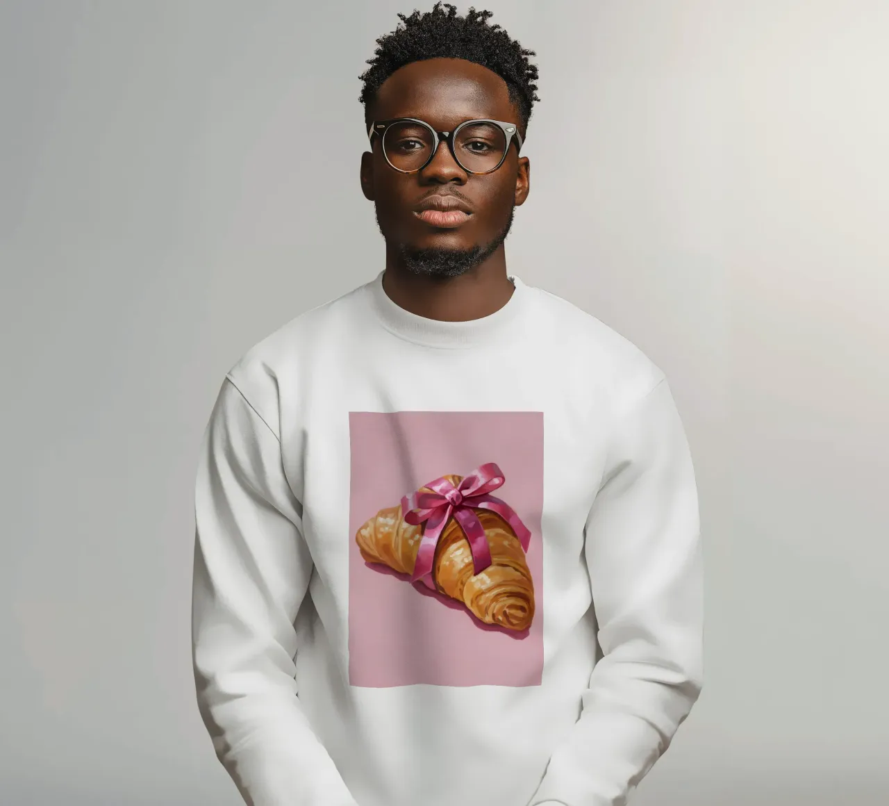 Croissant with Ribbon sweatshirt by Attaboy Dsgn