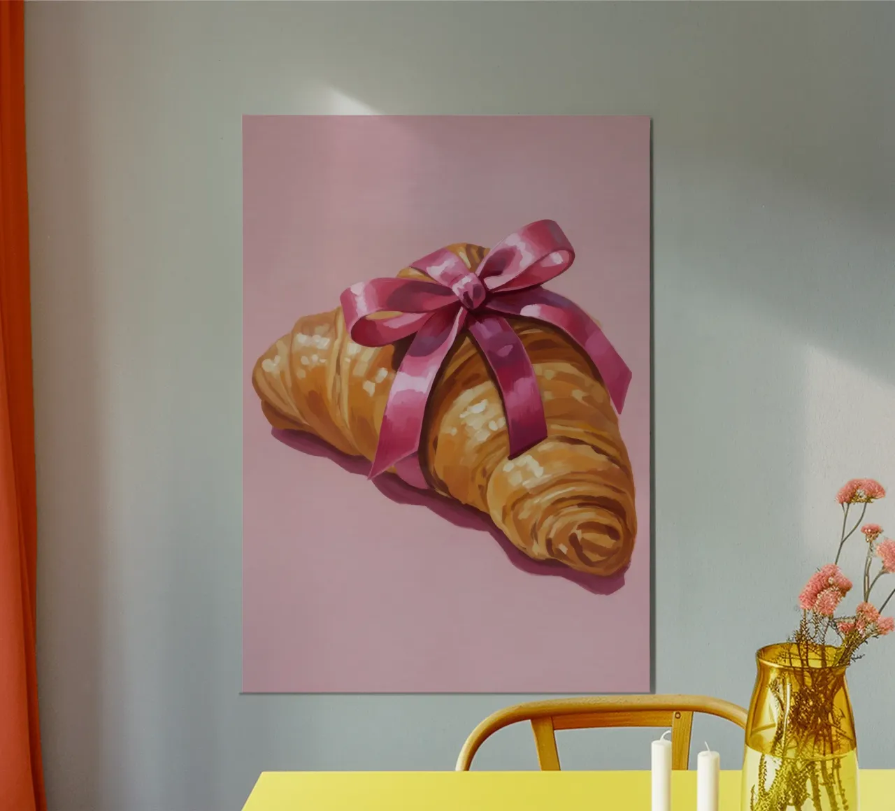 Croissant with Ribbon poster con telaio in alluminio da Attaboy Dsgn