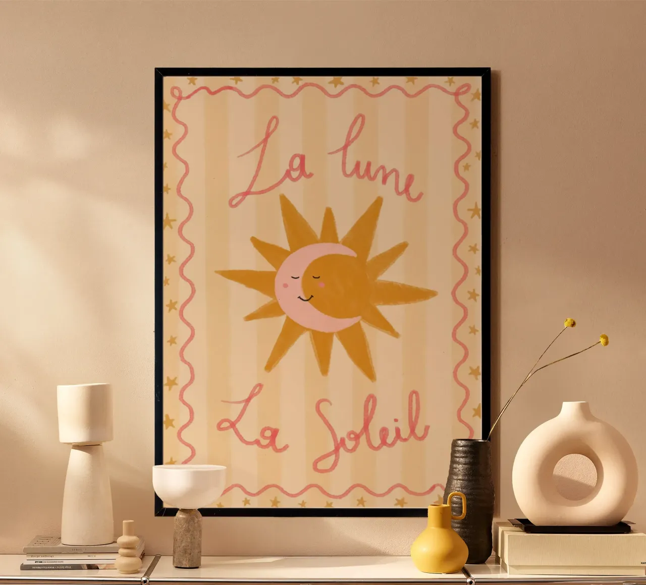 "The Moon and The Sun" Celestial Art Print poster by vintagepod
