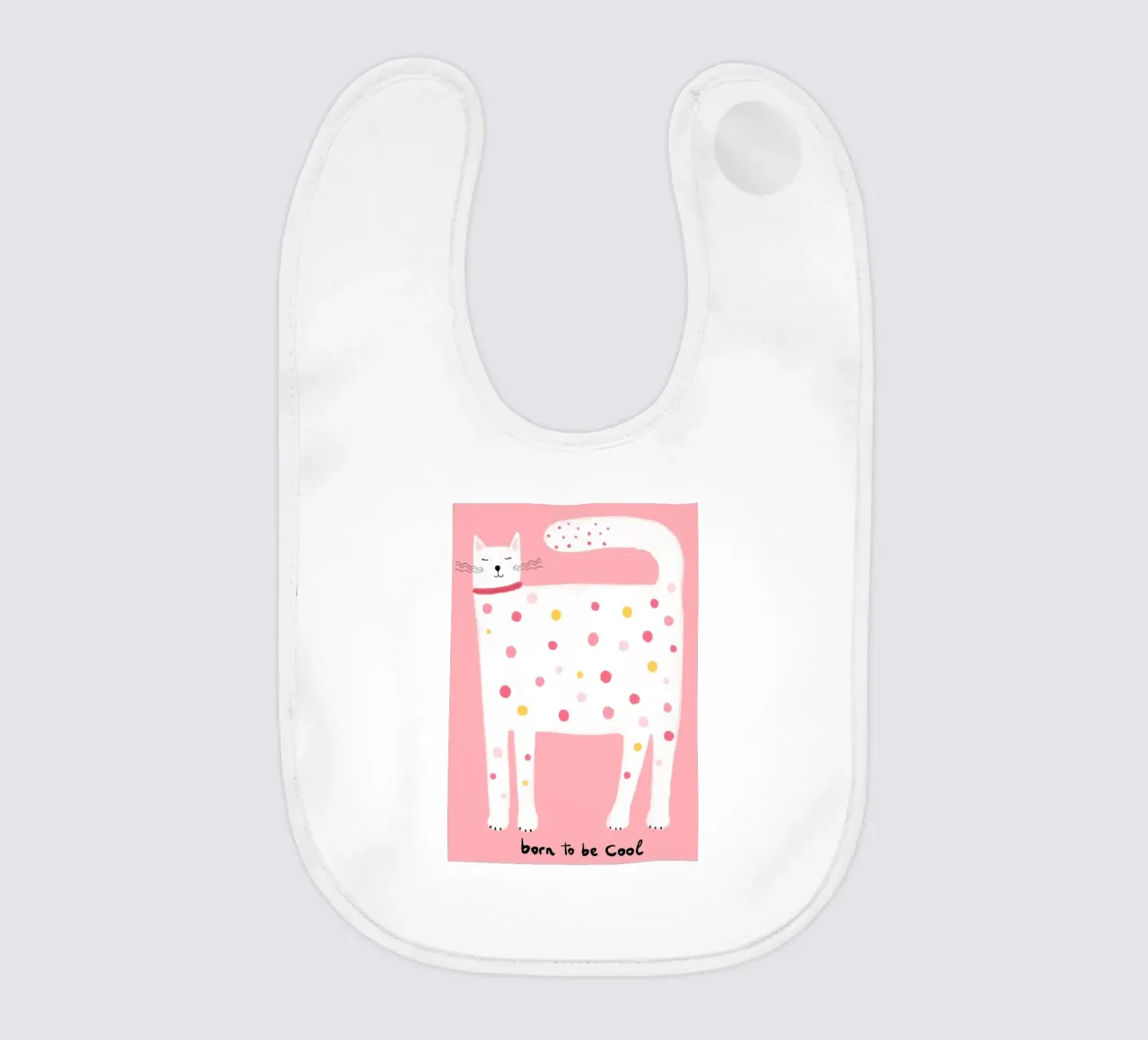 "Geboren um cool zu sein" Polka Dot Katze Kunstdruck Babylätzchen von vintagepod