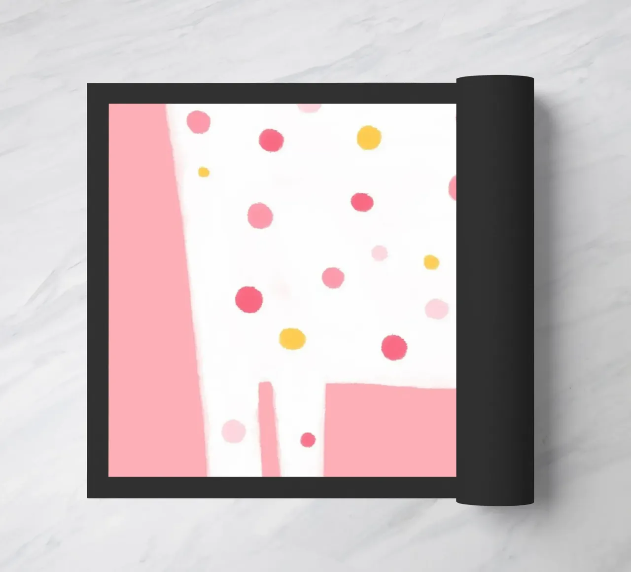 "Geboren um cool zu sein" Polka Dot Katze Kunstdruck Fußmatte von vintagepod