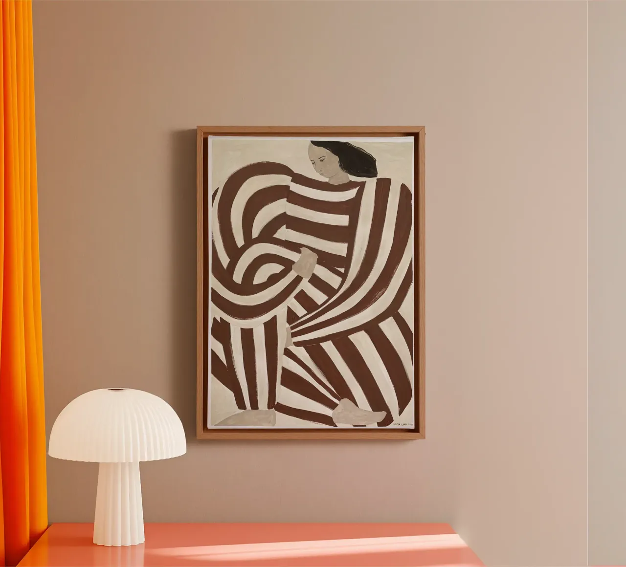 Bored Stripe Brown tela con Cornice a cassetta da Serrano Shop