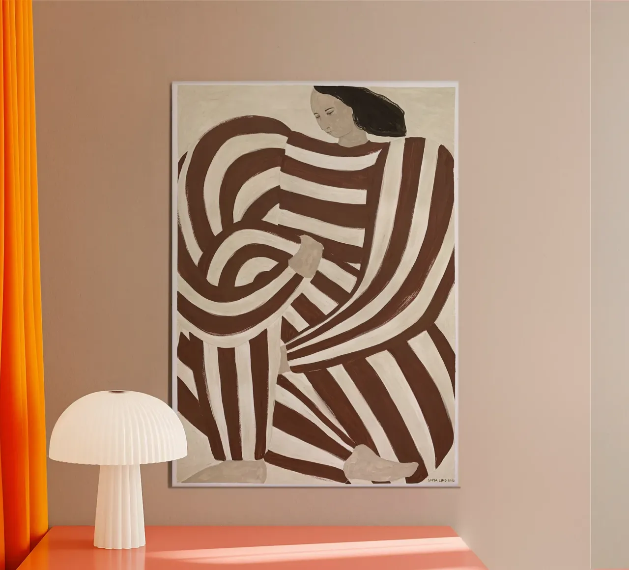 Bored Stripe Brown poster con telaio in plastica da Serrano Shop