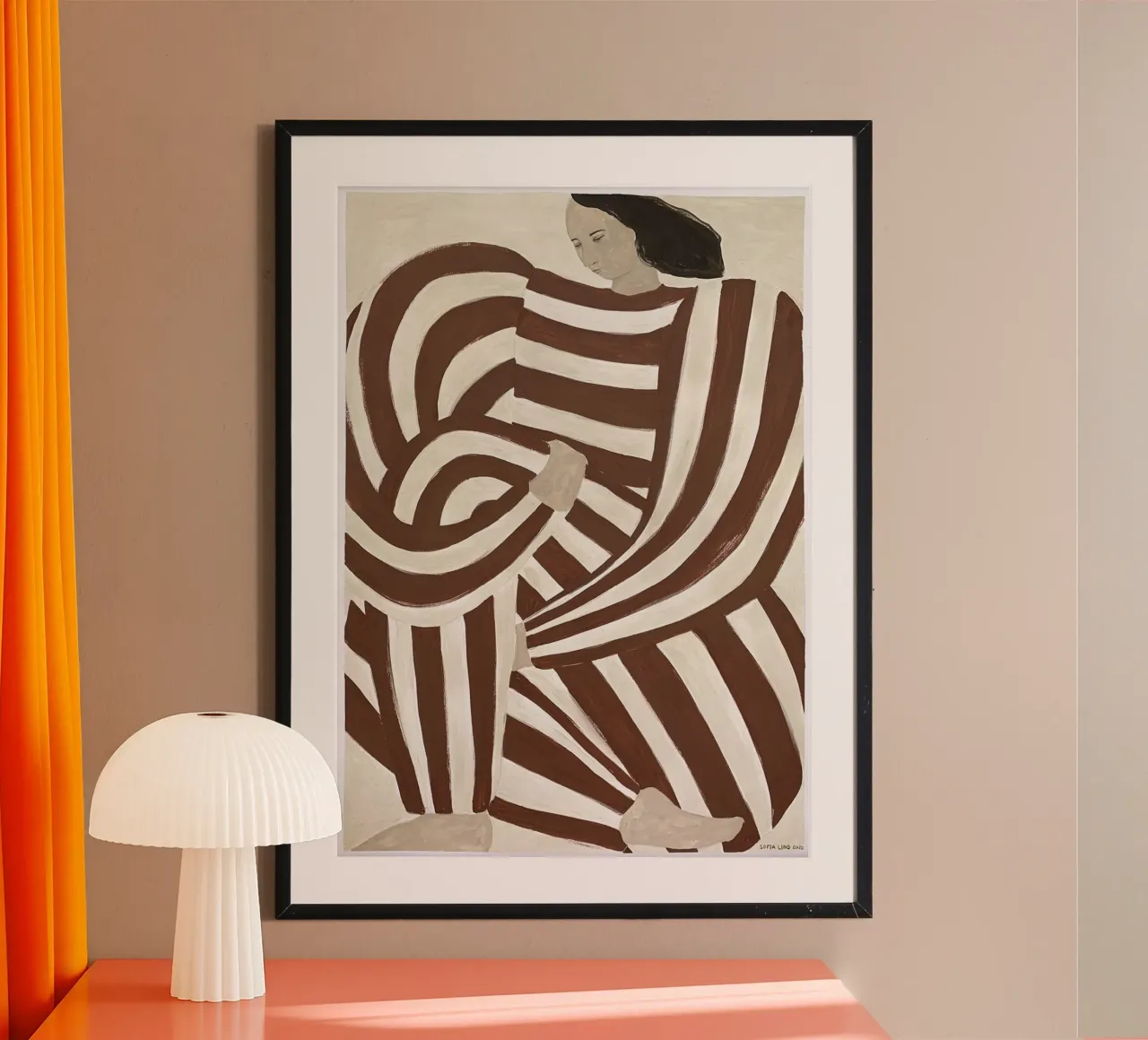 Bored Stripe Brown poster con telaio in plastica da Serrano Shop