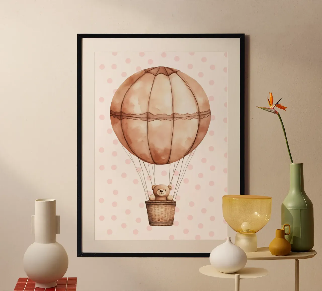 Teddybär Heißluftballon Kunstdruck Poster von vintagepod